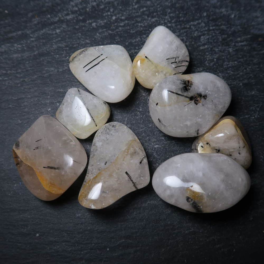 tourmalinated quartz tourmaline included quartz tumblestones 6