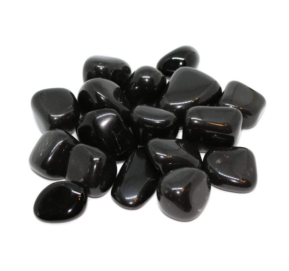 Tumbled Black Agate pieces - sometimes also sold as Black Agate tumblestones.
