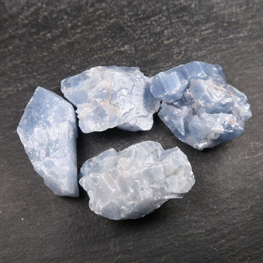 acid washed blue calcite mineral specimens