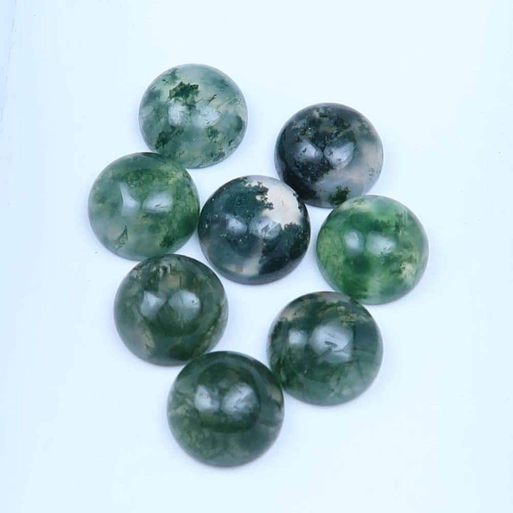 agate cabochons (green moss)