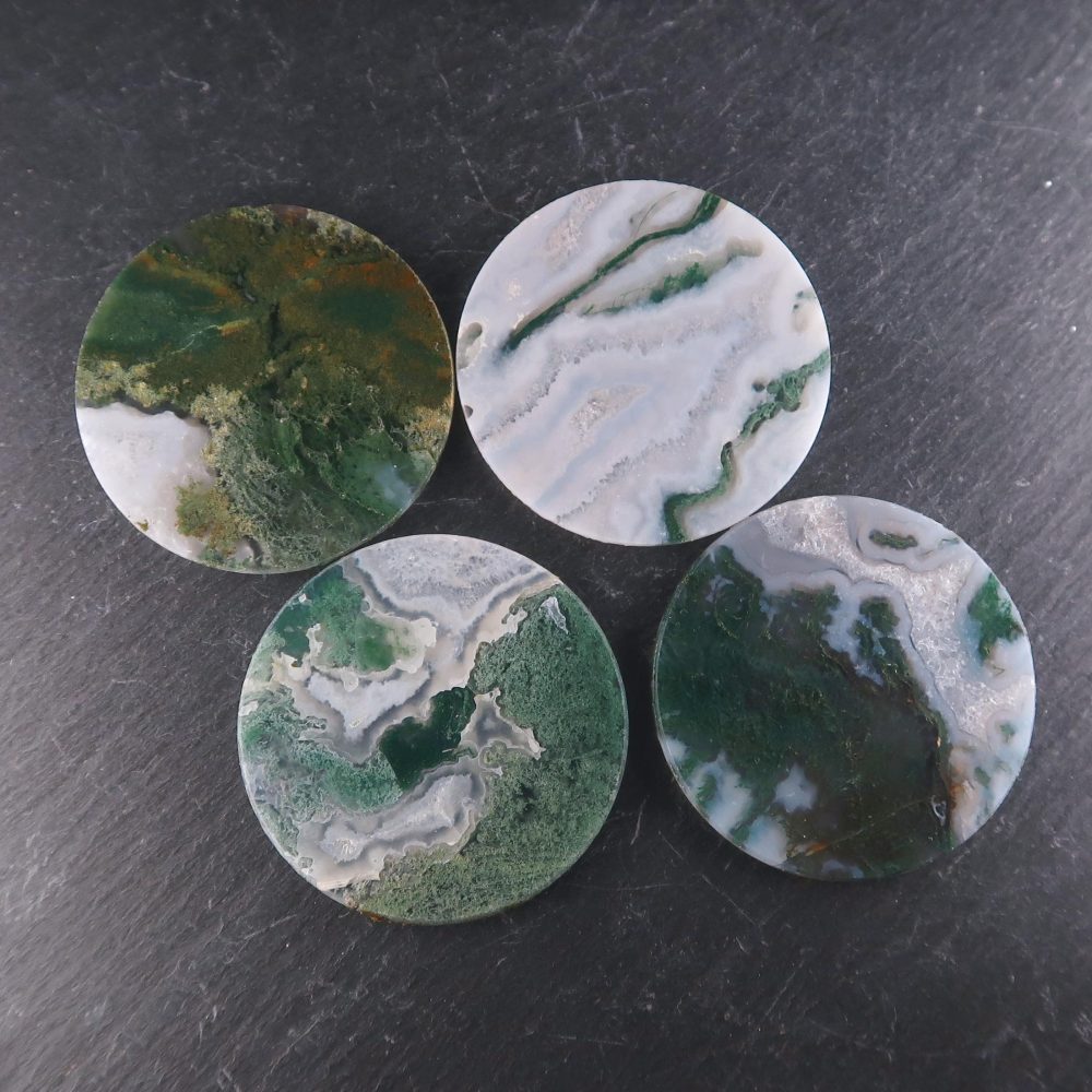agate cabochons (green moss)