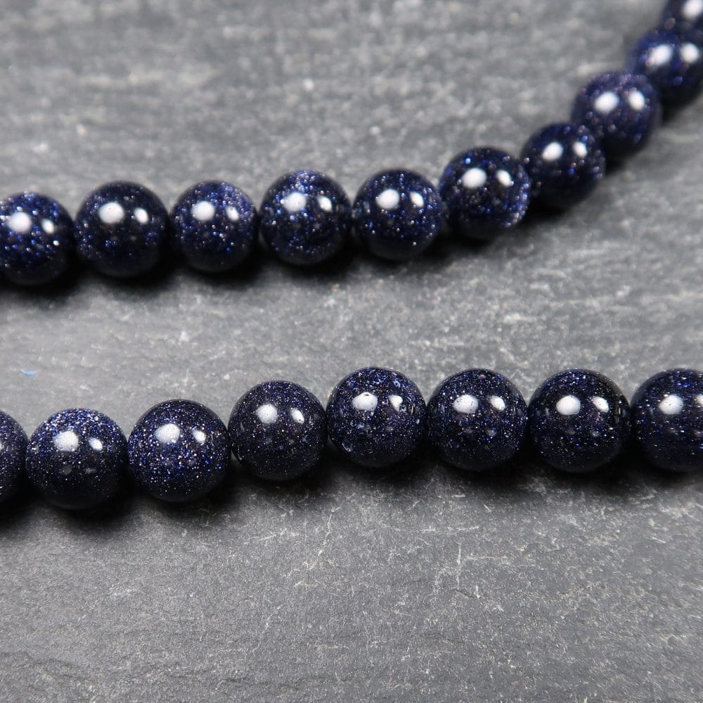 blue goldstone glass bead strands for jewellery making