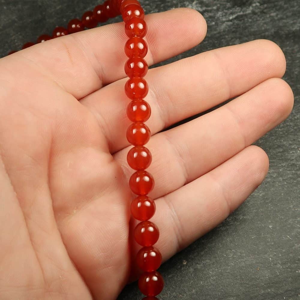 carnelian round beads on strand for jewellery makers 4