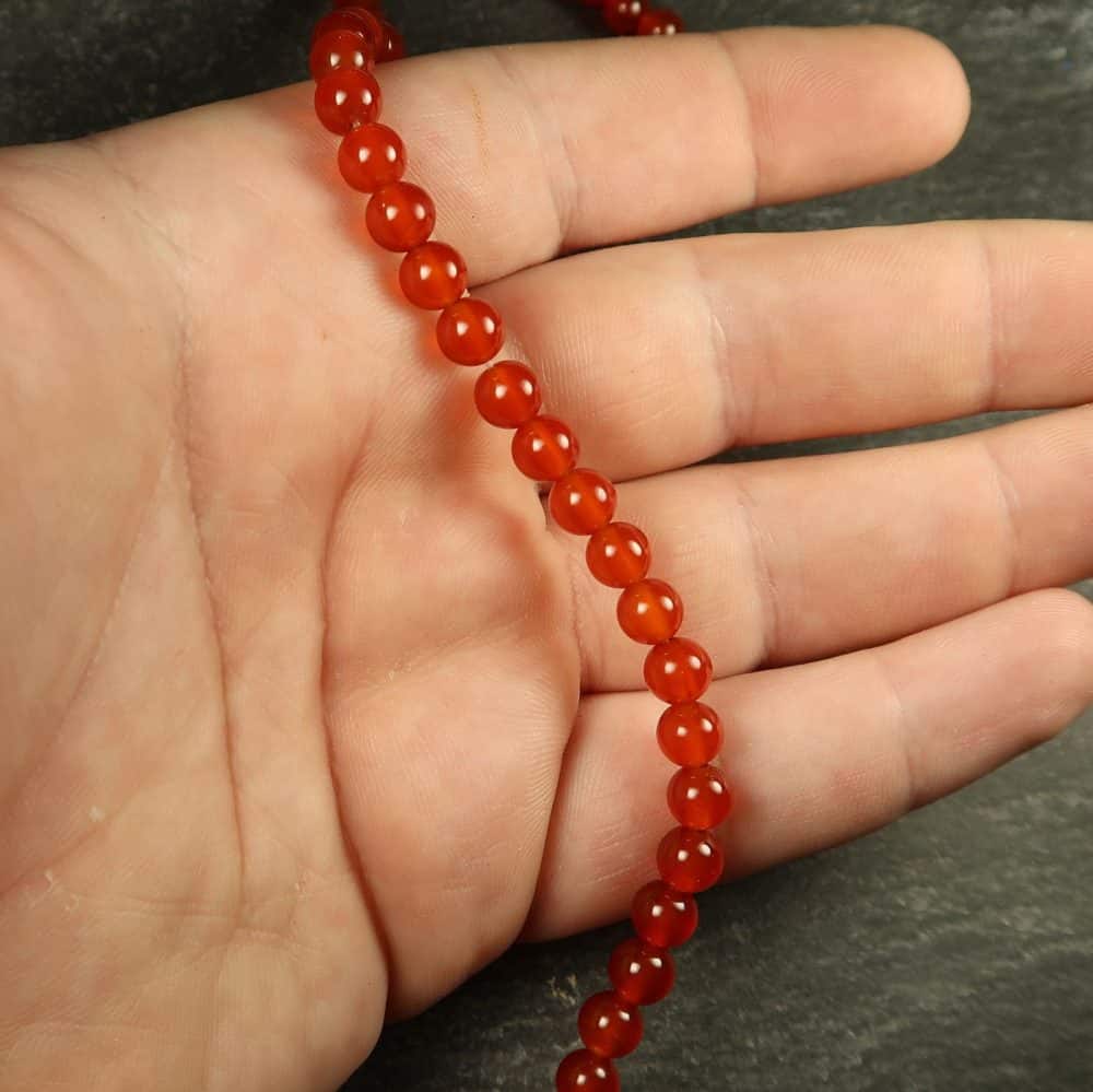 carnelian round beads on strand for jewellery making 2