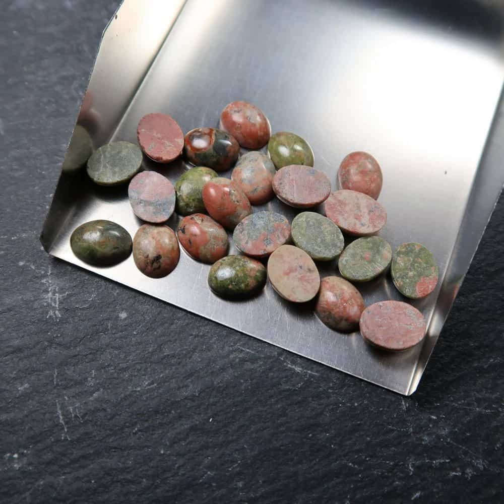 pink and green unakite cabochons for jewellery making
