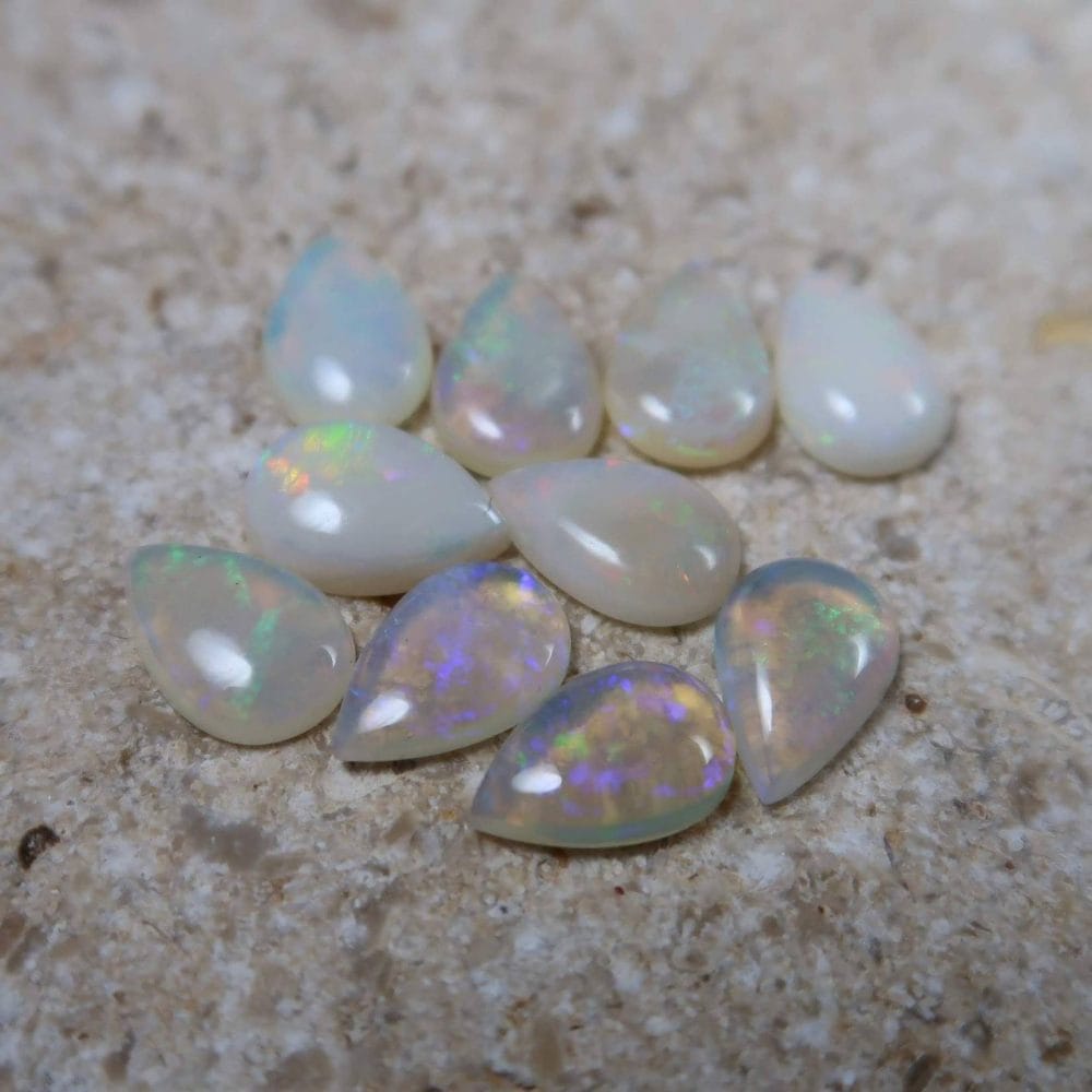 white opal cabochons
