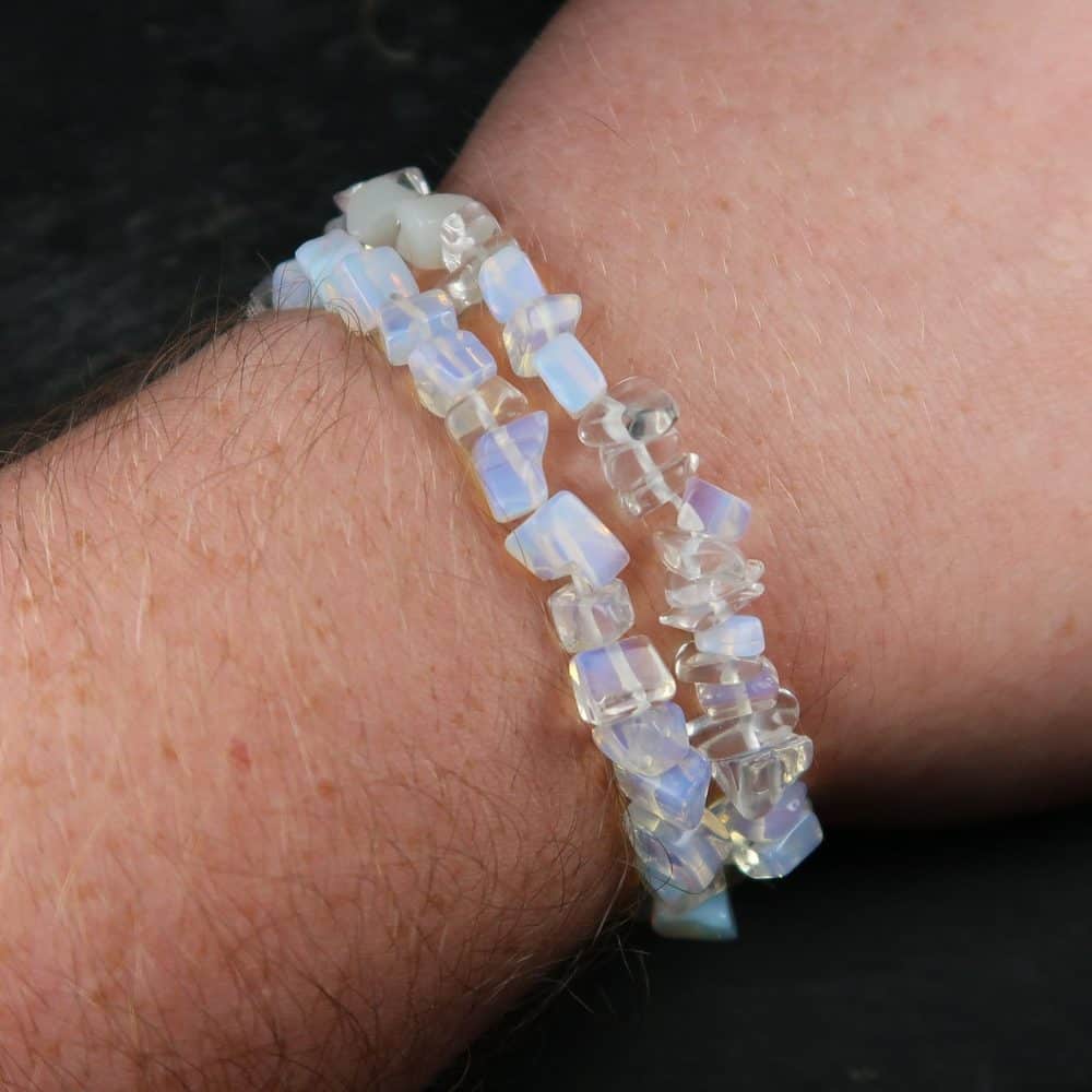 opalite glass chip bead bracelets 2