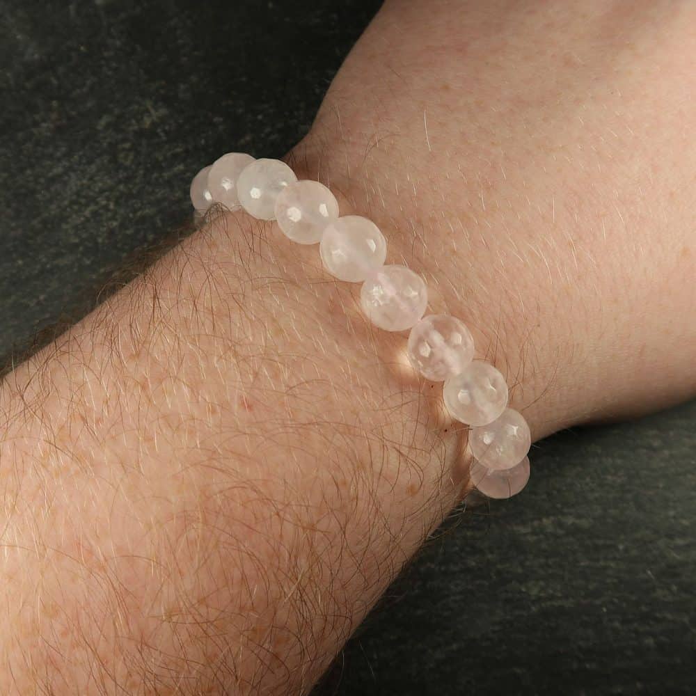 rose quartz round faceted beaded bracelets 3