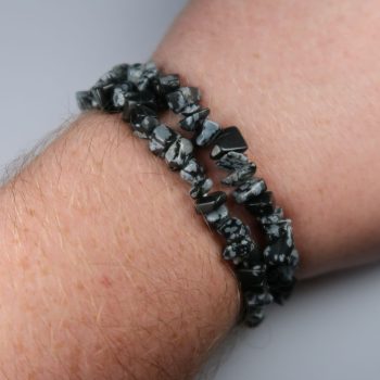 snowflake obsidian chip bead bracelets 5