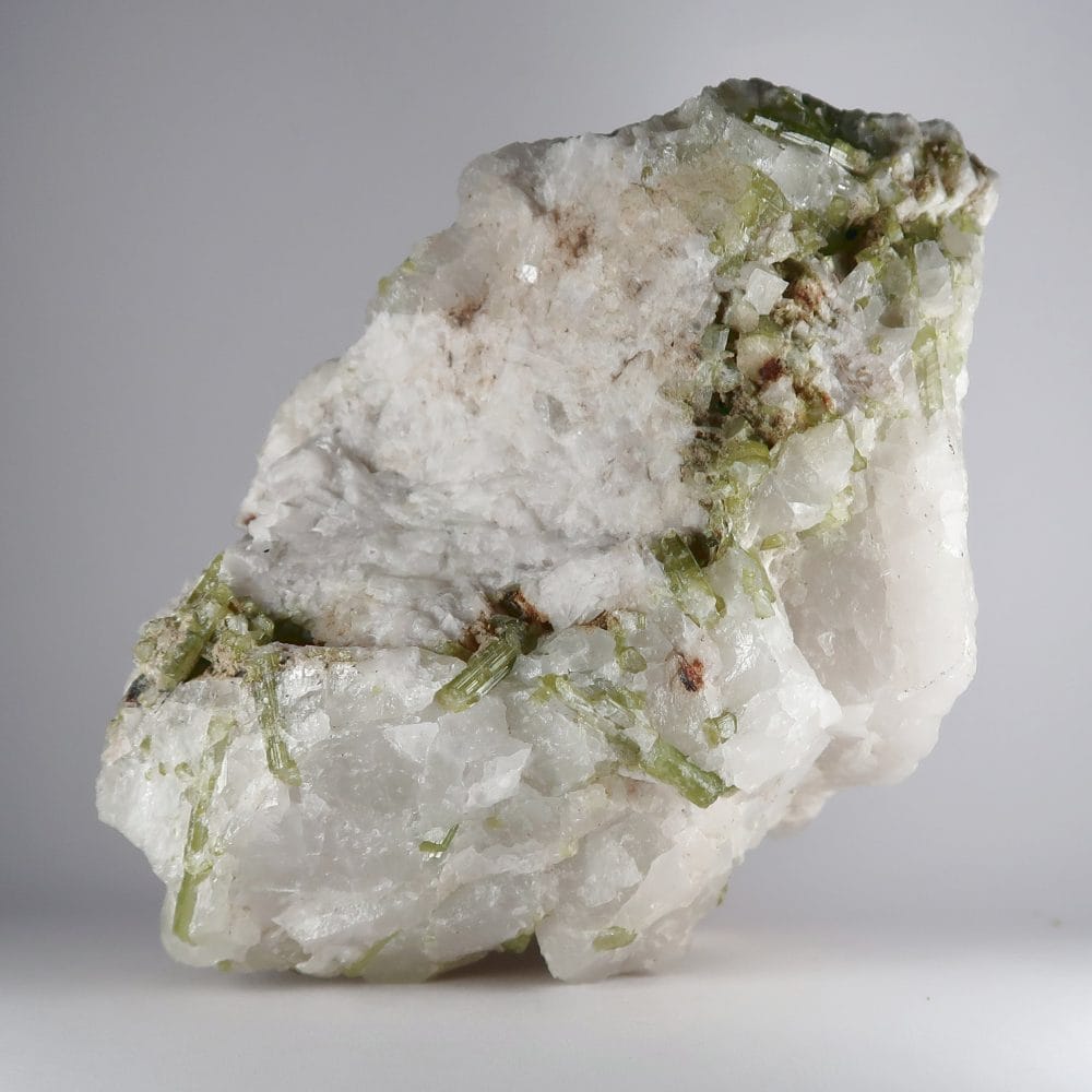tourmaline specimens (green in quartz)