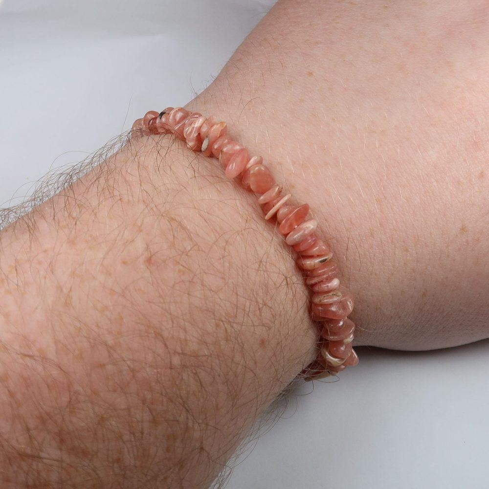 pink rhodochrosite gemstone chip bracelets 5