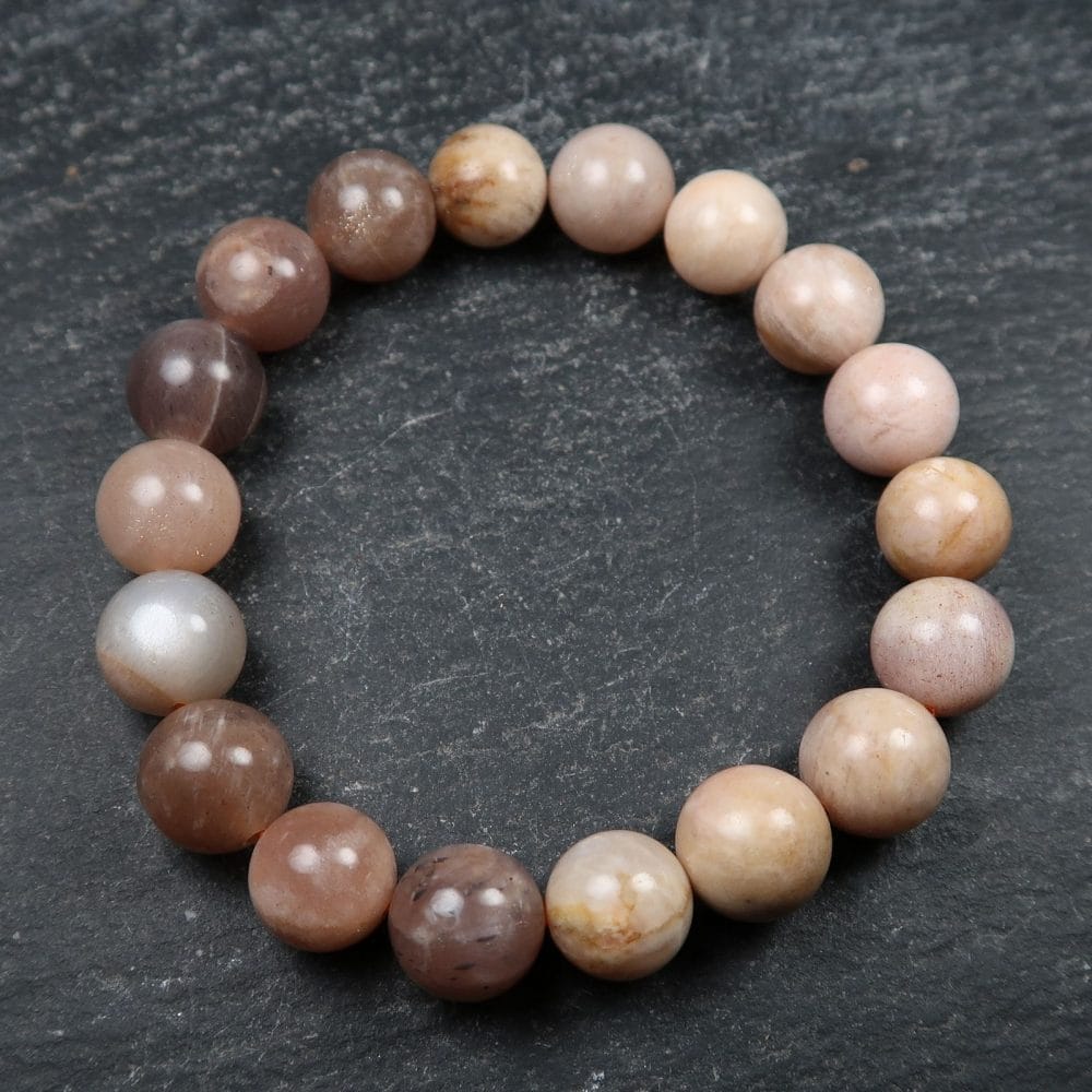 white sunstone feldspar round bead bracelets 3