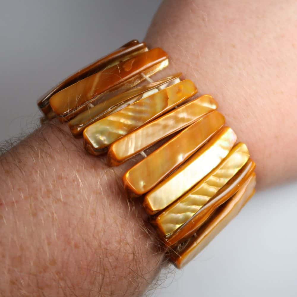 wide shell bracelets dyed orange 5