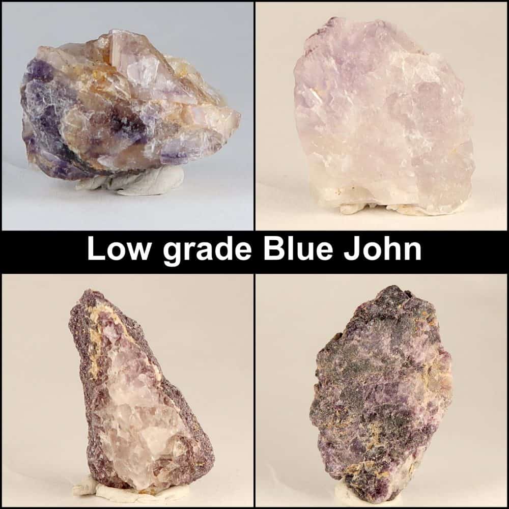 blue john mineral specimens