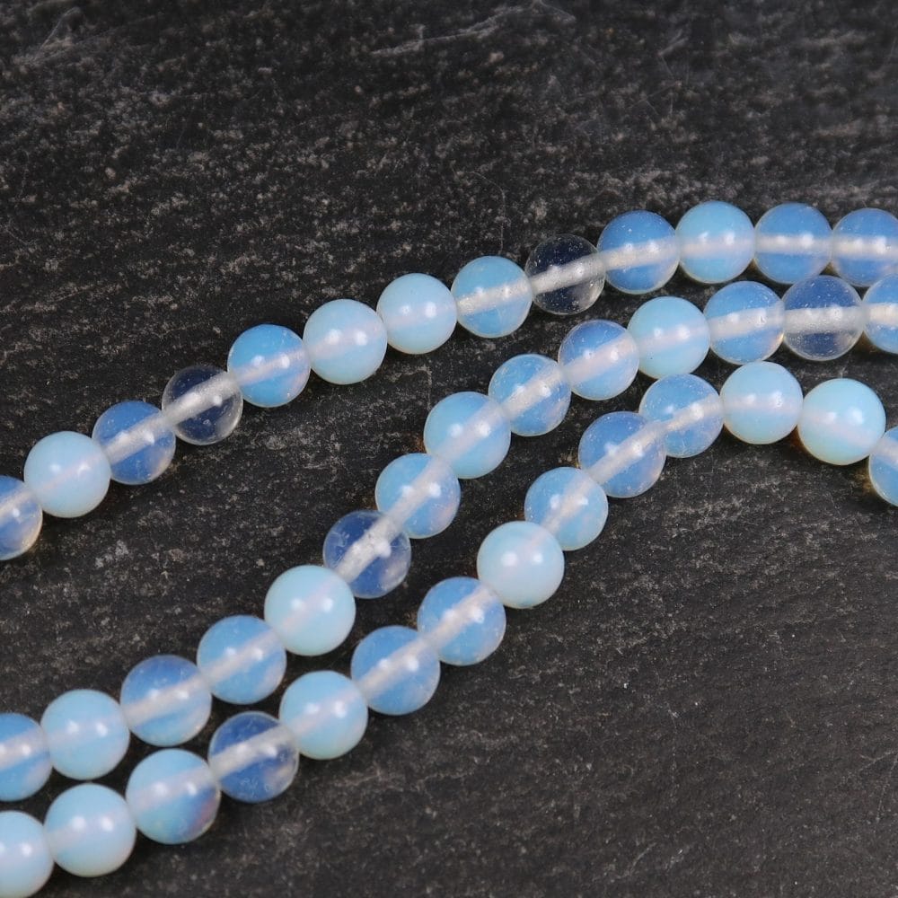 round opalite glass bead strands for jewellery making 6
