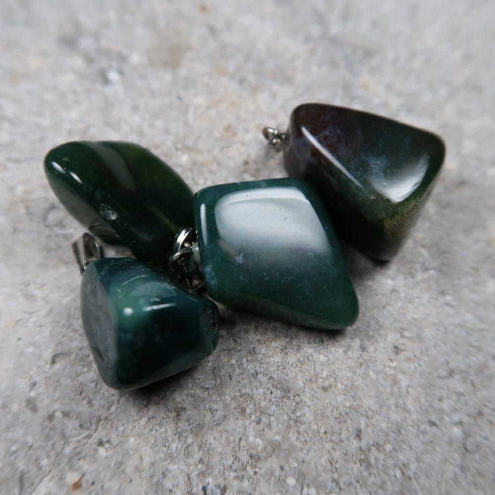 Green Moss Agate tumblestone pendants for jewellery making