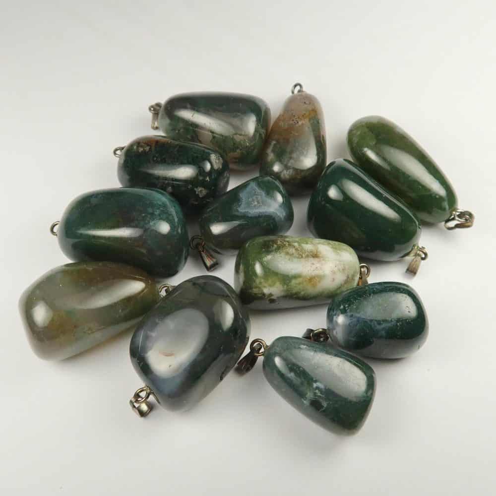 agate pendants (green moss)