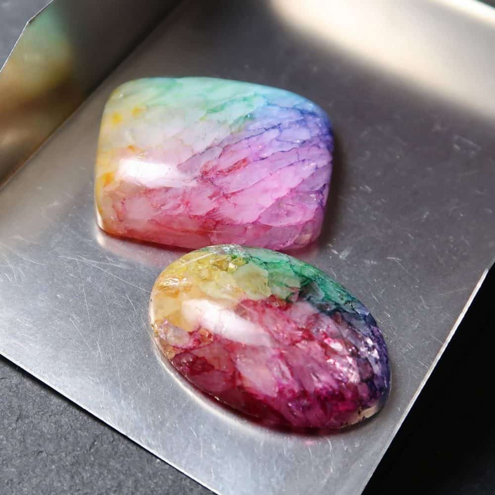 Dyed Rainbow Quartz Cabochons (2)