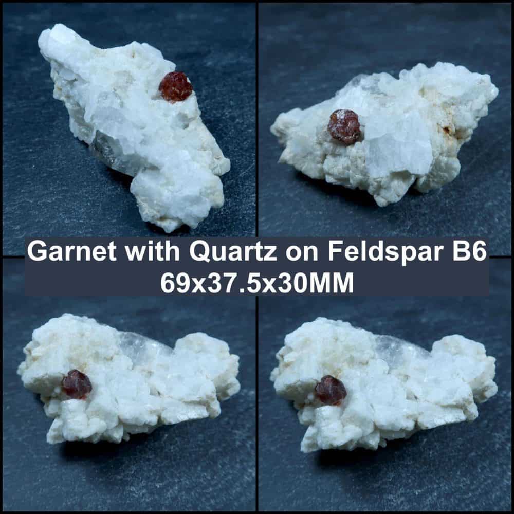 Garnet With Quartz On Feldspar B6