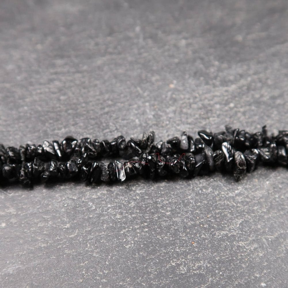 black tourmaline chip beads