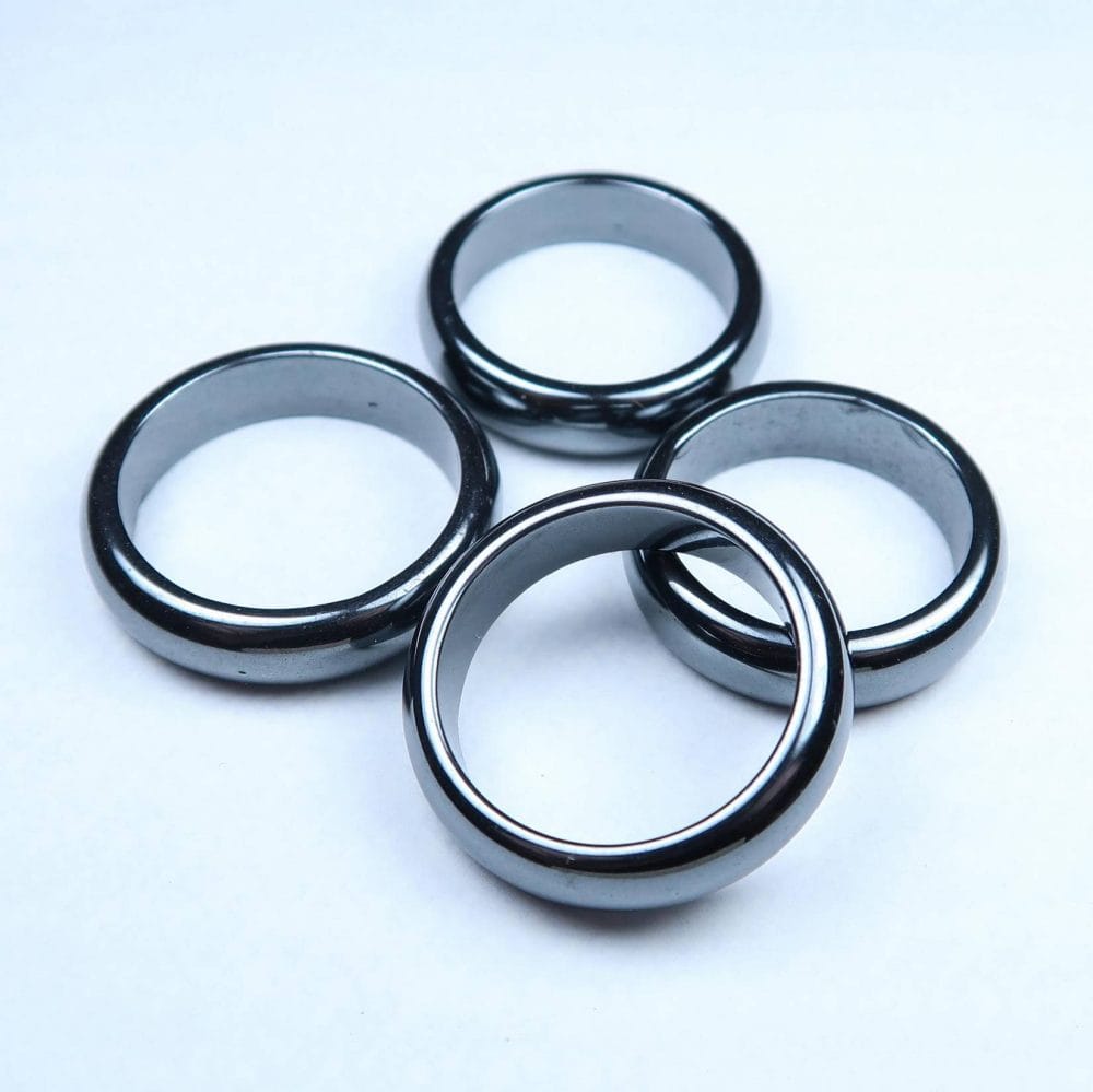 small synthetic hematite ring stands for crystal balls and specimens