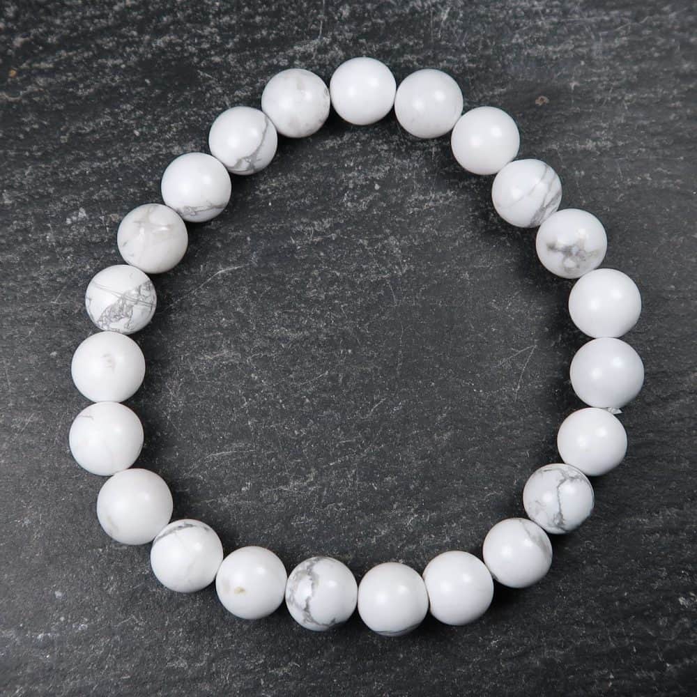 white howlite round bead bracelets