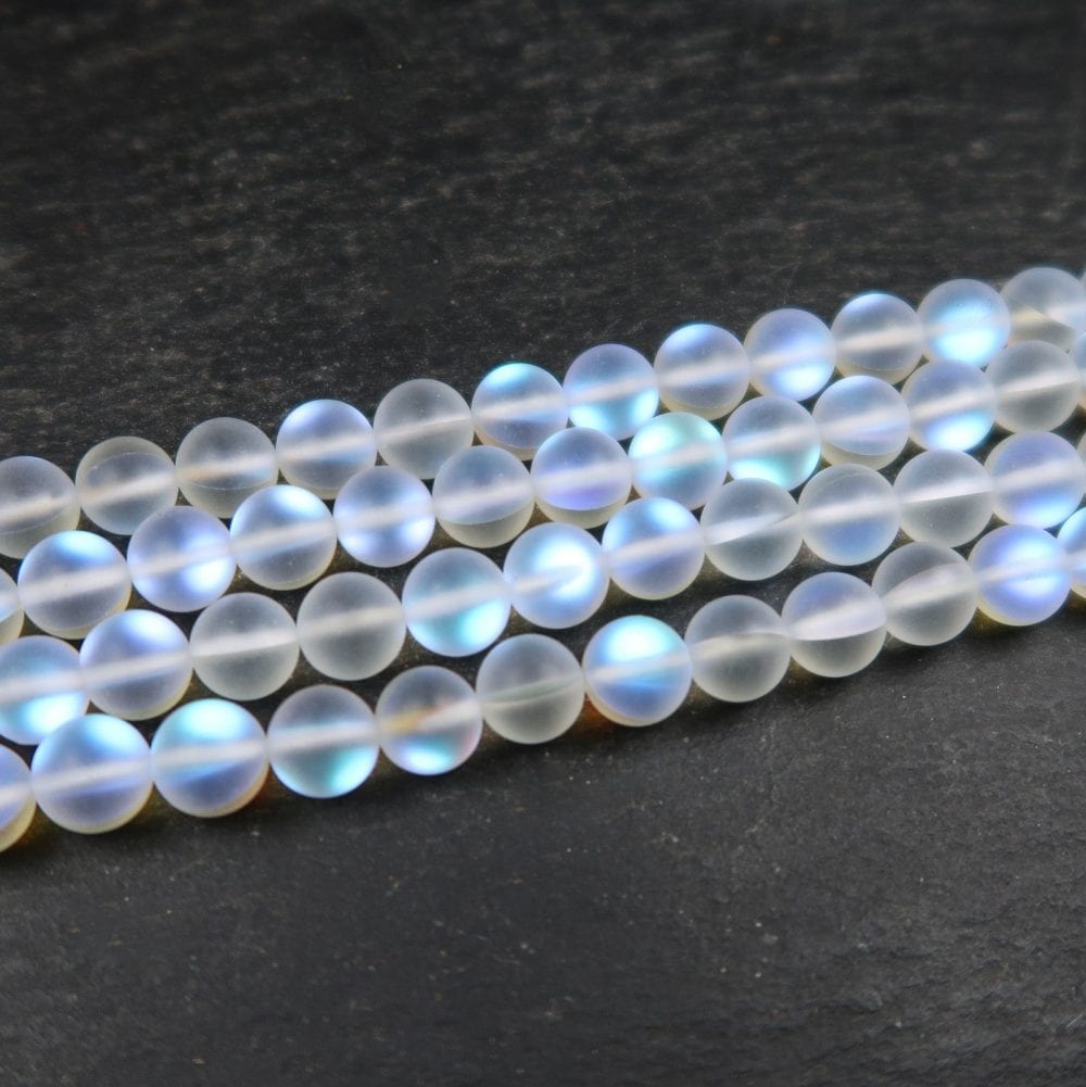 frosted white aurora borealis bead strands for jewellery making 2