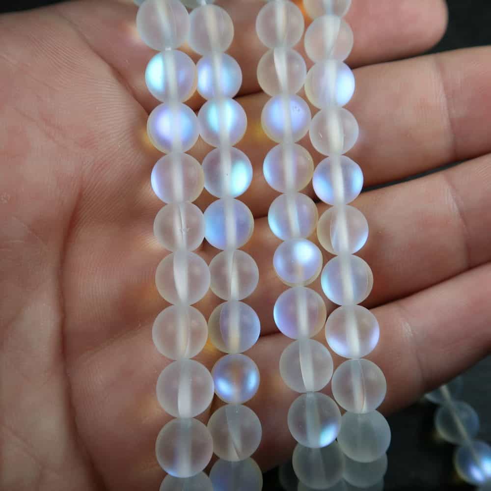 frosted white aurora borealis bead strands for jewellery making 4