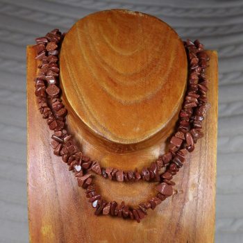 synthetic red goldstone chip bead necklace 2