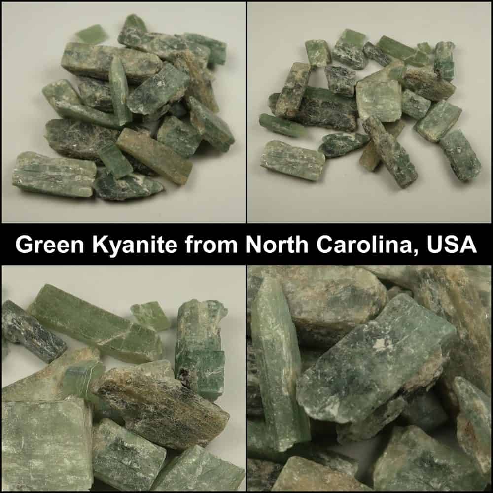 kyanite crystals (green)