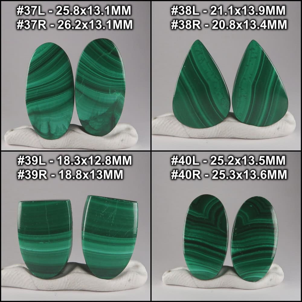 malachite cabochons (pairs)