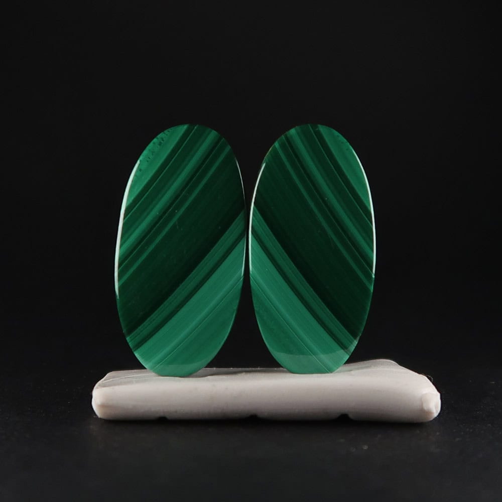 malachite cabochons (pairs)