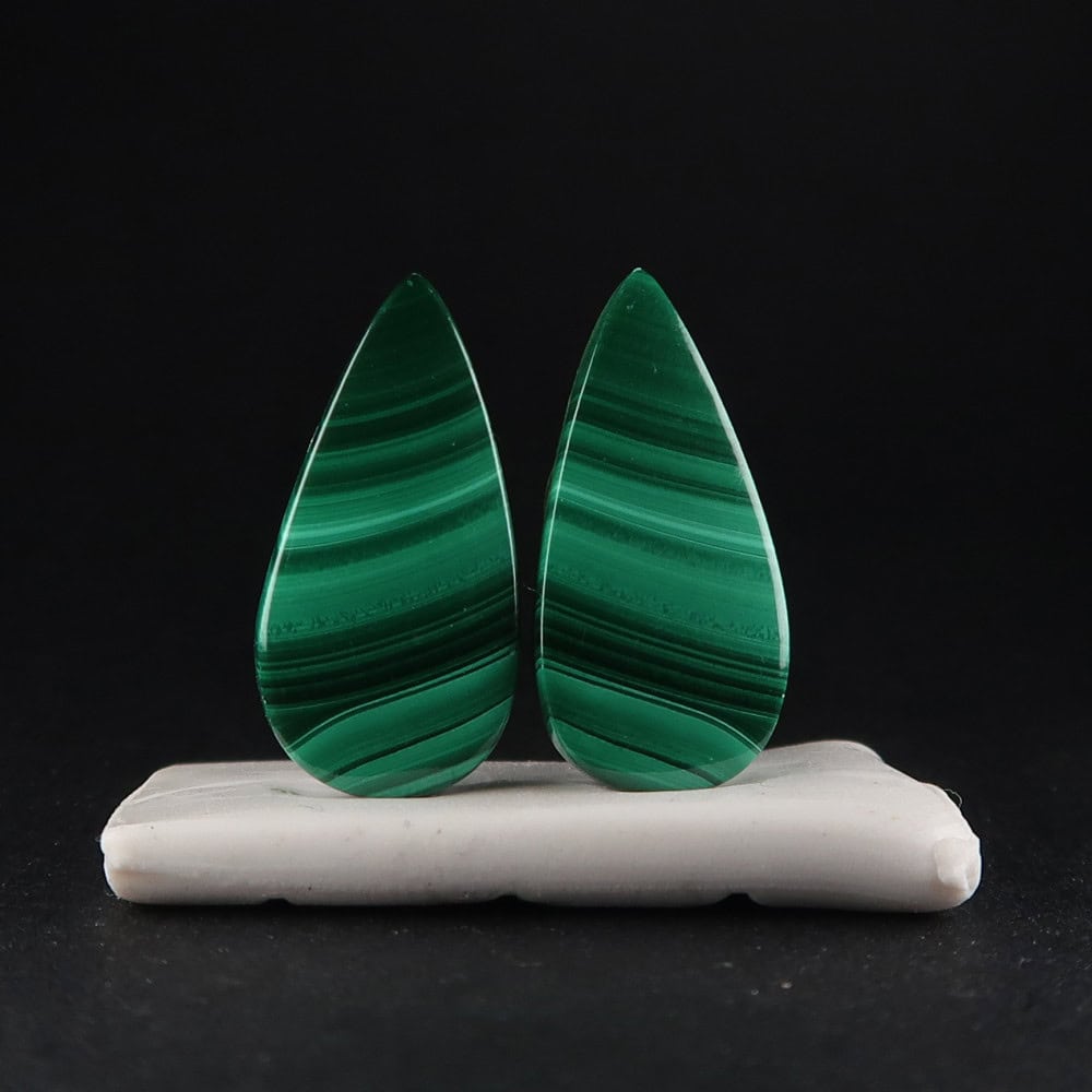 malachite cabochons (pairs)