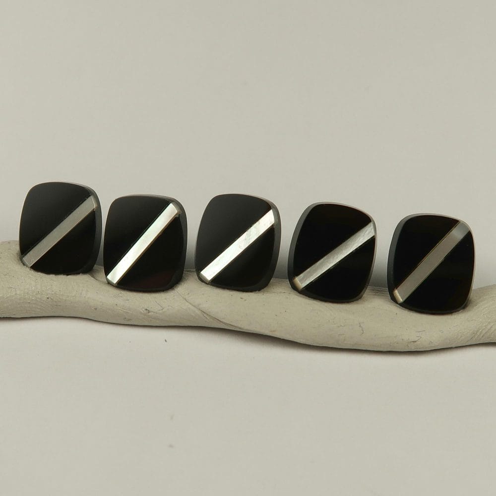 black onyx signet cut cabochons with inlay (9)
