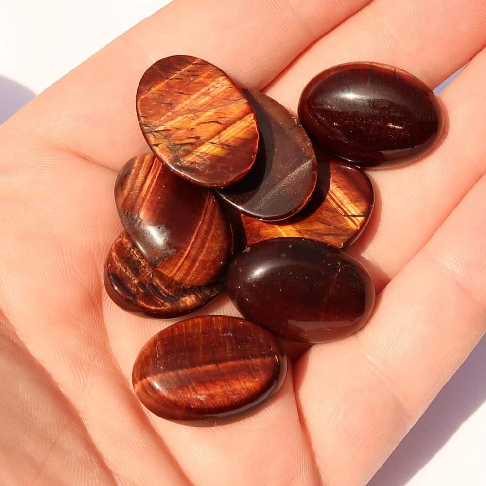 tigers eye cabochons (red)
