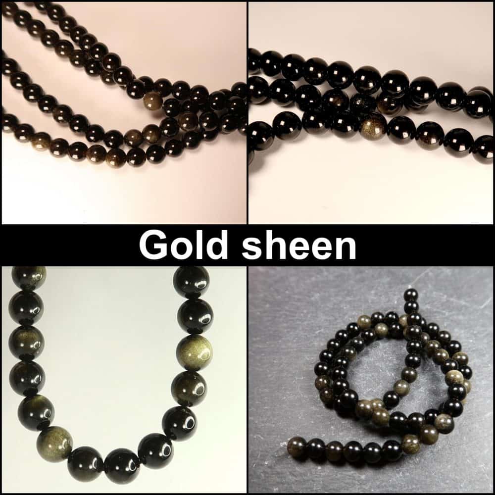 obsidian bead strands (sheen)