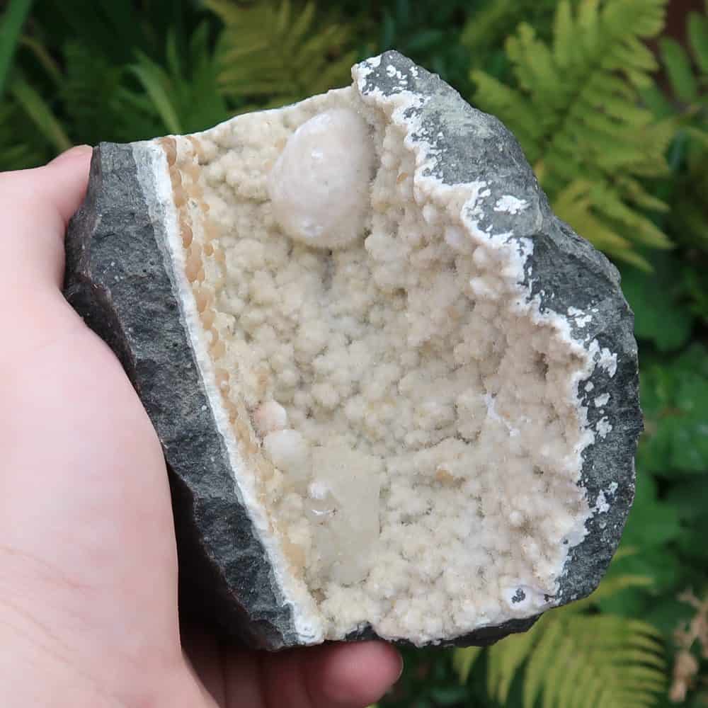 okenite and gyrolite in quartz geode
