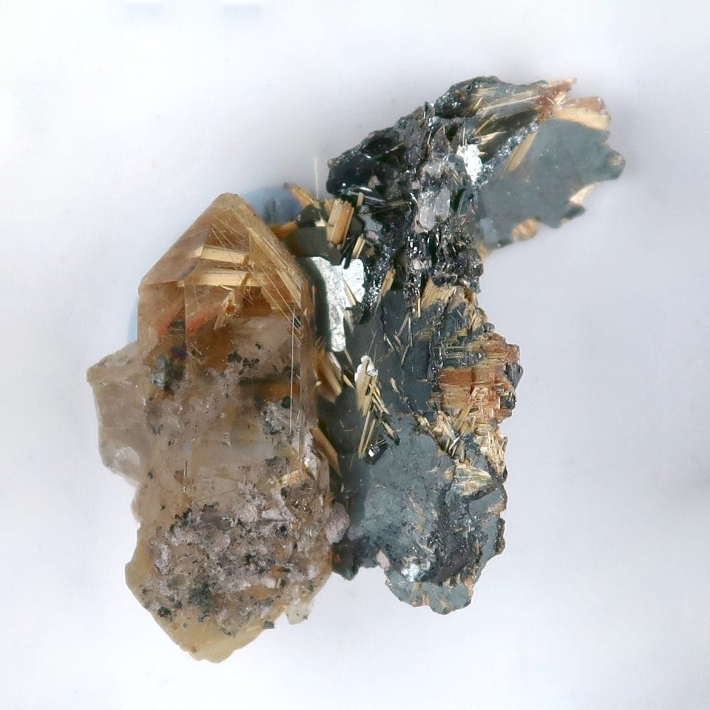 rutile, hematite, and rutilated quartz from novo horizonte, brazil
