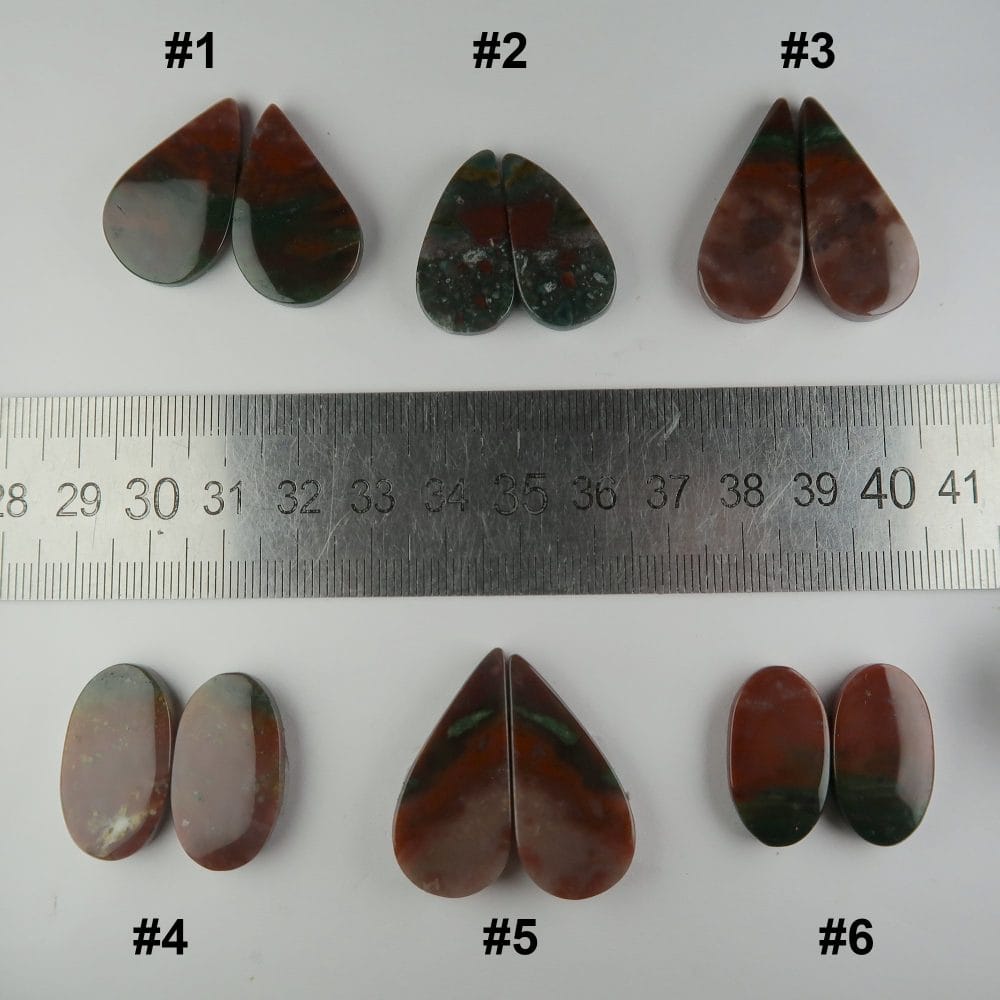 bloodstone cabochons (pairs)