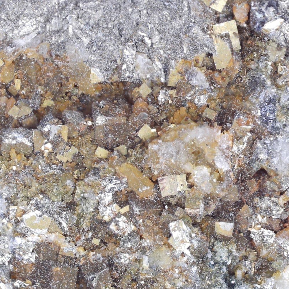 chalcopyrite and quartz from breedon hill quarry, leicestershire, uk