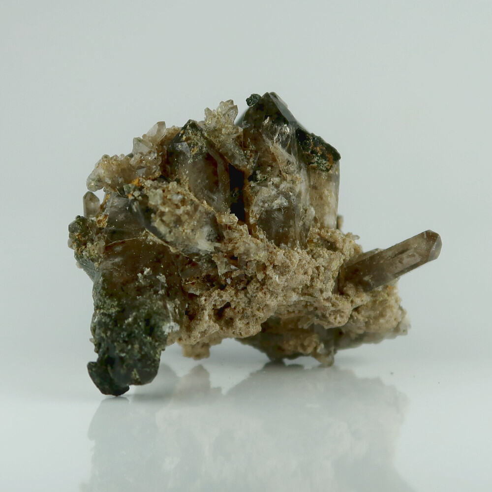 aegirine, smoky quartz, and calcite from mt malosa, malawi