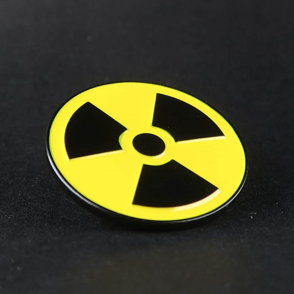 enamelled radioactivity symbol badge pin