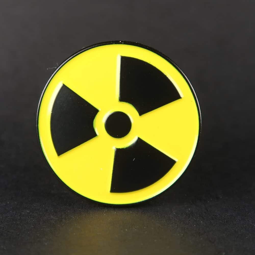 enamelled radioactivity symbol badge pin 3