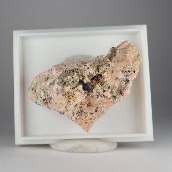 Azurite on baryte from Clevedon Beach, Clevedon, North Somerset, UK_11