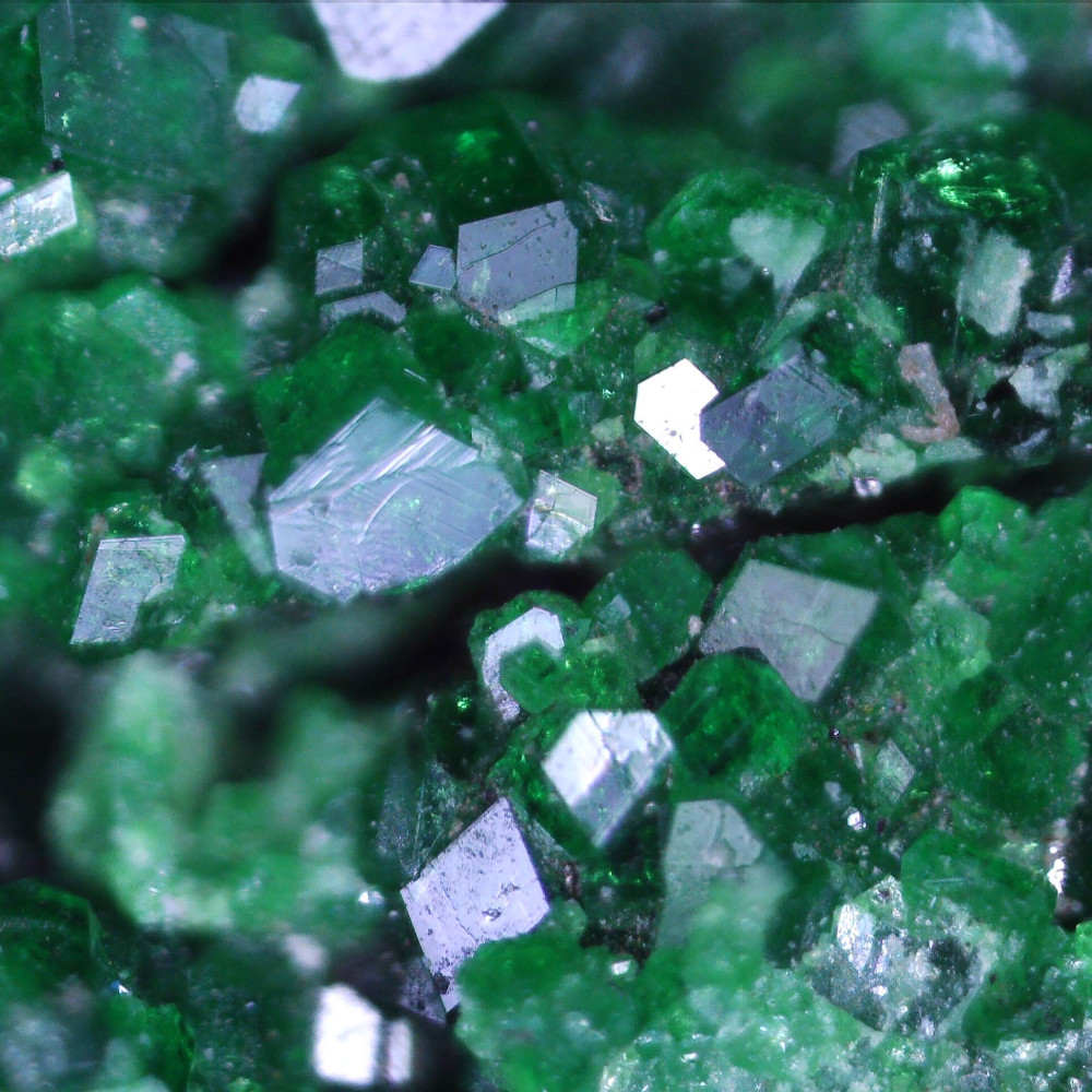 uvarovite garnet specimens from the ural mountains, russia