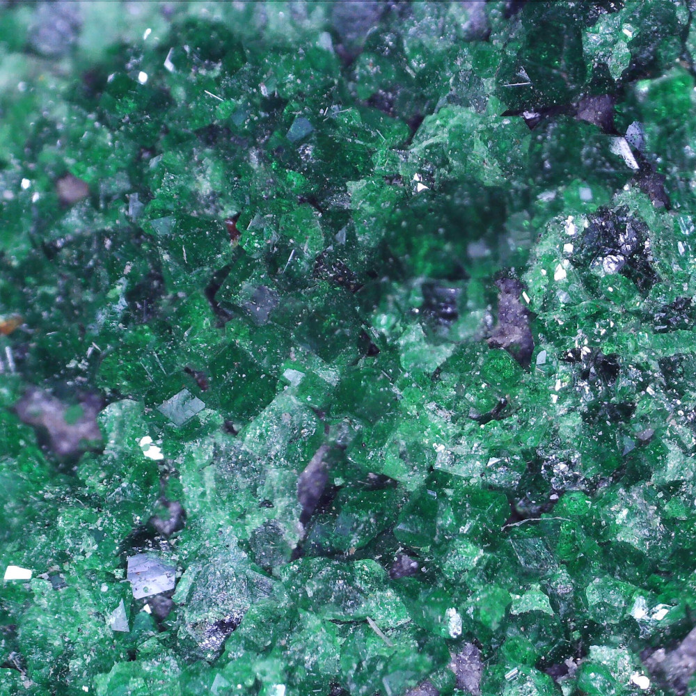 uvarovite garnet specimens from the ural mountains, russia