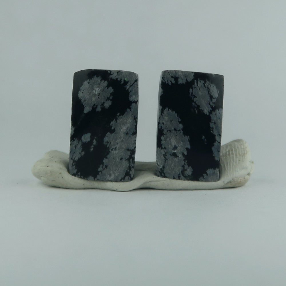 obsidian cabochons (snowflake) (pairs)