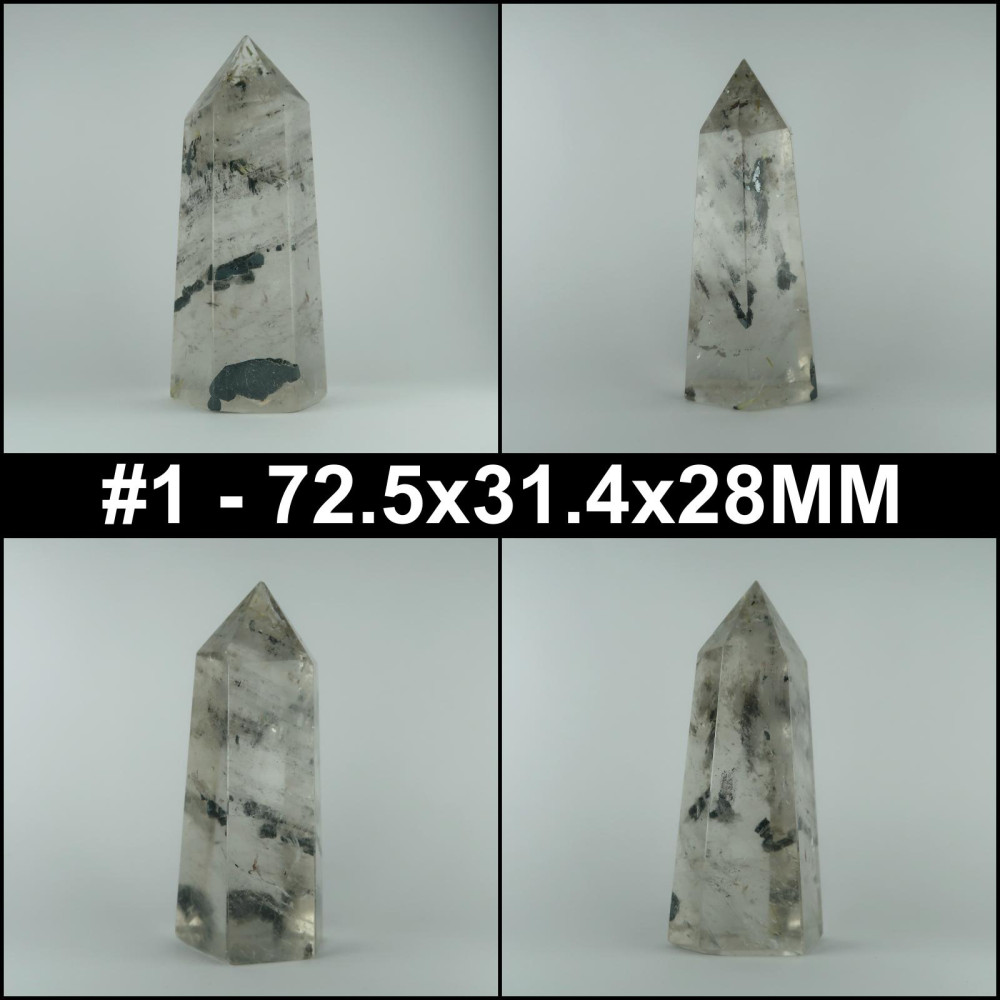 quartz obelisks (rutile and hematite inclusions)