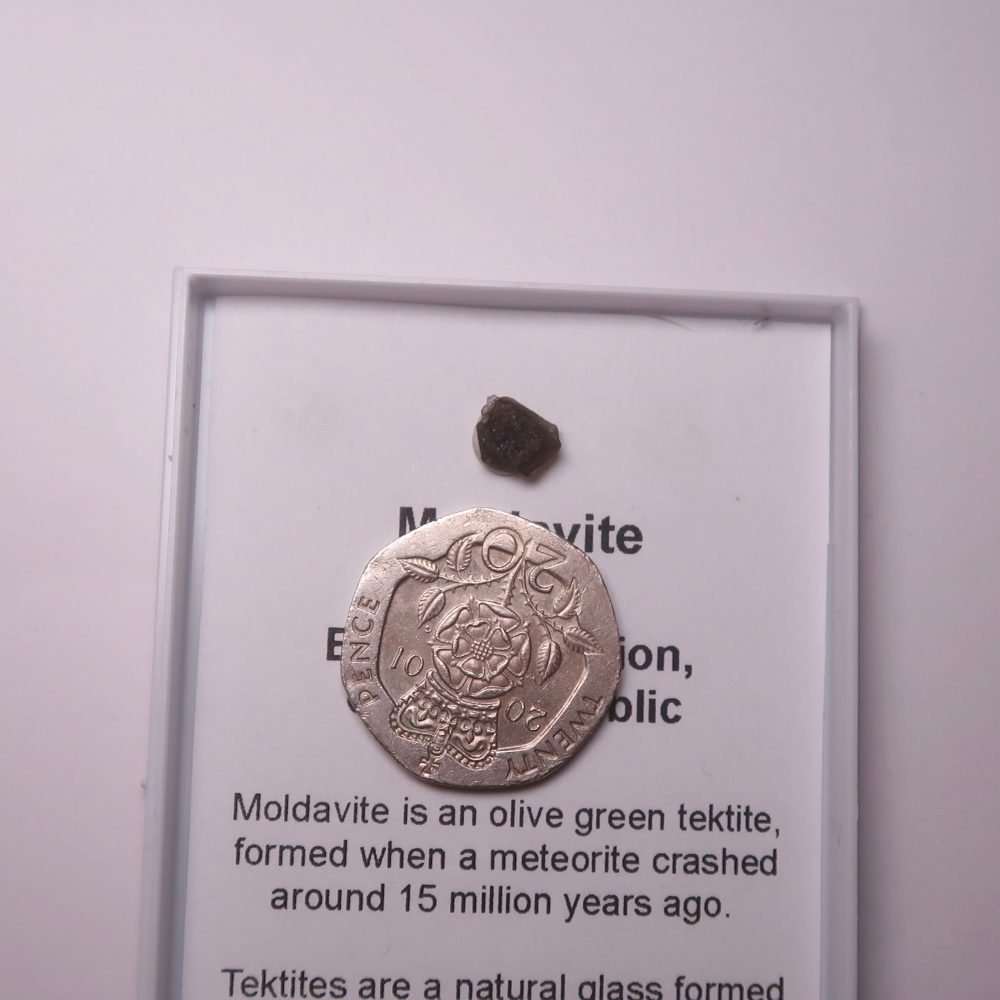 moldavite in display box