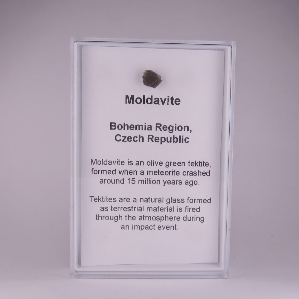 moldavite in display box